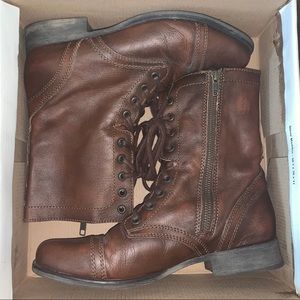 Steve Madden Brown Leather Troopa Boots